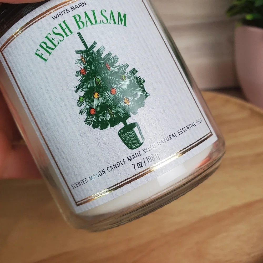 BBW White Barn Fresh Balsam Scented Candle Single Wick White - Picture 3 of 3